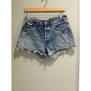 AGOLDE Parker High Rise Distressed Denim Cutoff Shorts Blue Size 27 A026-1206
